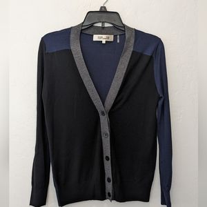 DIANE VON FURSTENBERG COLIR BLOCK NAVY AND BLACK CARDIGAN